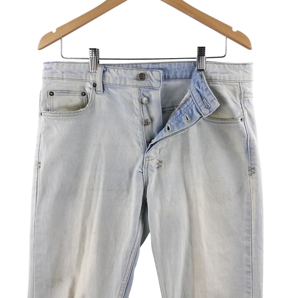 Ksubi Men's Light Wash Slim Fit Button Fly Size 33 Y2K Distressed Jeans